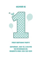 Dotted Digit 1 - Invitación de Cumpleaños